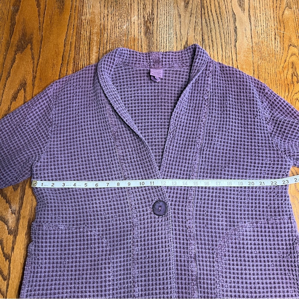 Purple Waffle Knit Cardigan Oversized Cozy Boho Layering Jacket Women - Picture 4 of 8